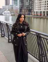 Lotus Embroidered Black Blazer